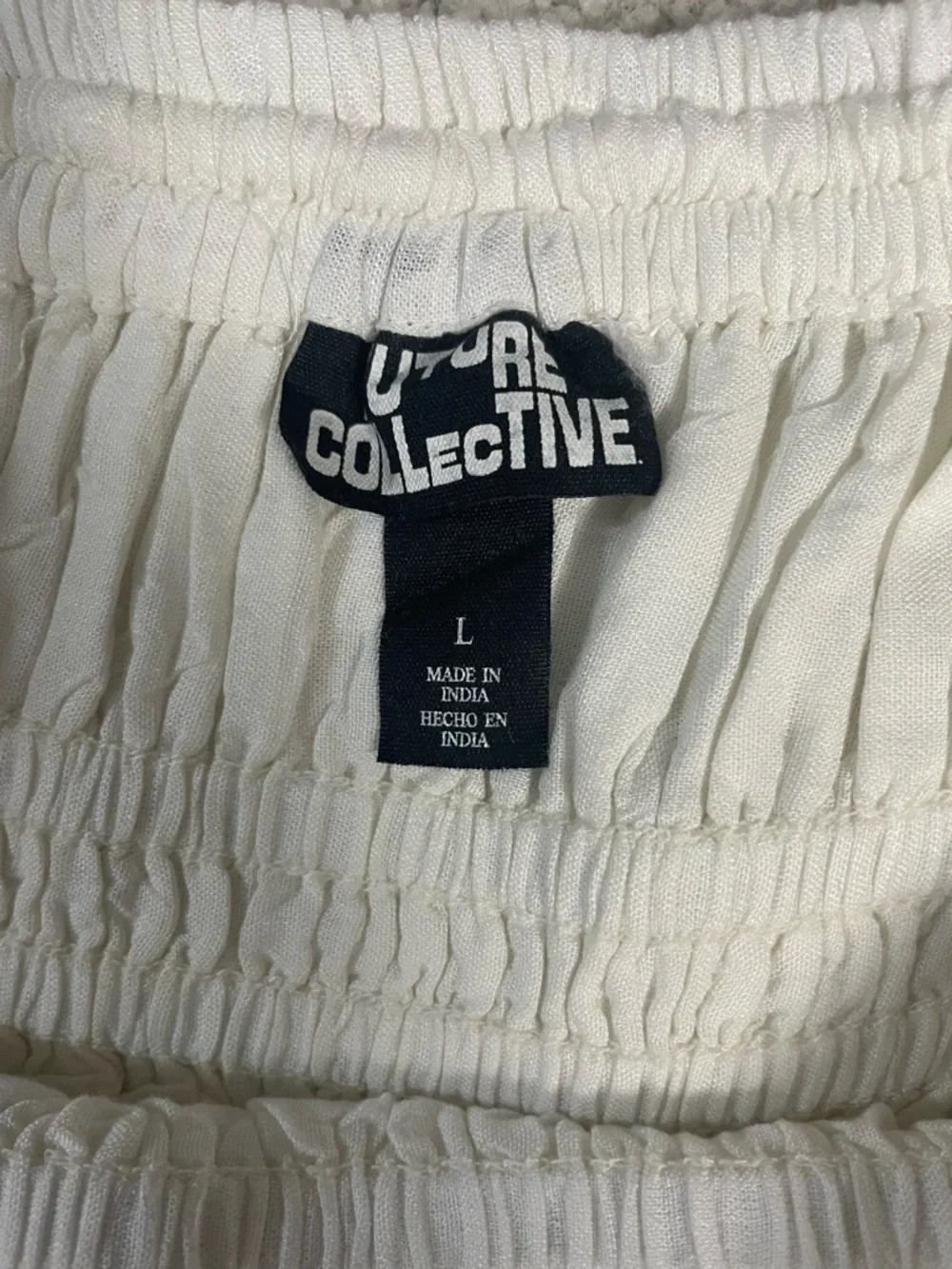 FUTURE COLLECTIVE White Rayon EMBROIDERED High Rise Eyelet DROP A-Line SKIRT - Picture 6 of 7